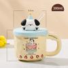 Mug Cute Cup with Lid Ceramic Breakfast Couple Coffee Cup Girl Creative Office Water Cup Straw Cup