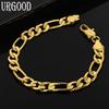 925 Sterling Silver 8mm Side Chain Gold Bracelet Fashion Wedding Jewelry