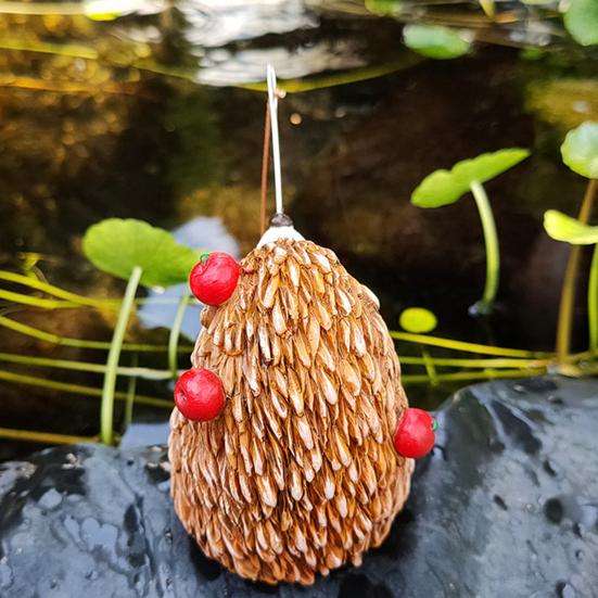 Рыбалка Ежик Фигурка Смола Ежик Коллекционный Орнамент Миниатюрная Статуэтка Ежика-Рыболова для Аквариума