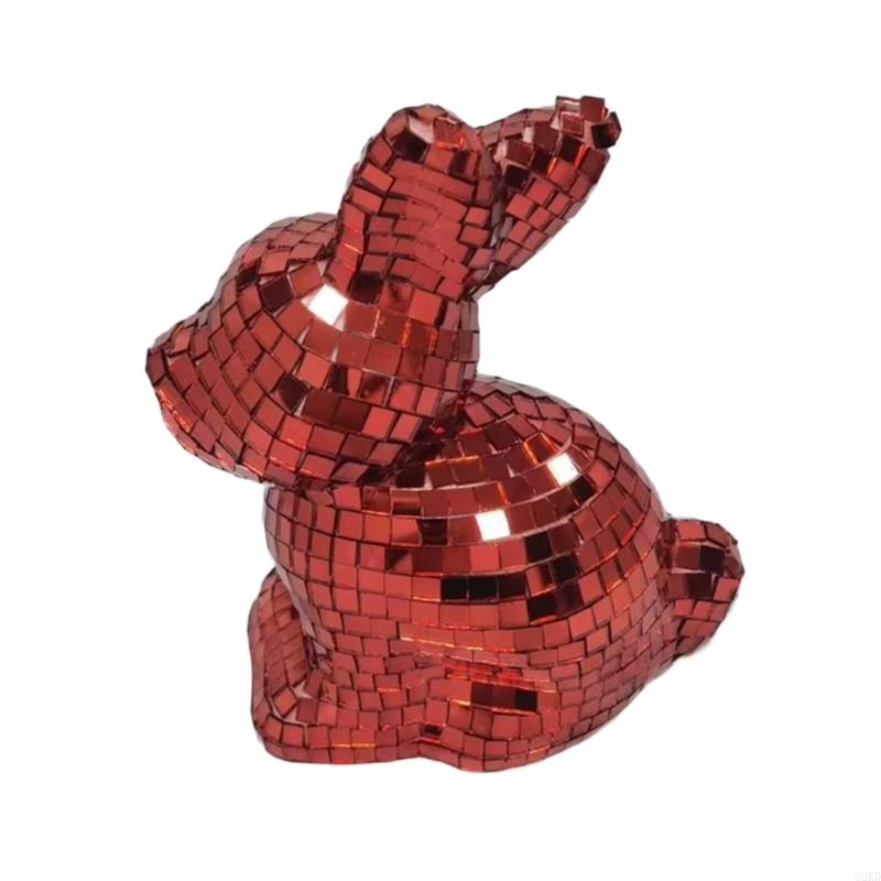 62KD Mirror Finished Disco Rabbit Sculpture Easter Home Decoration Animal Figurine