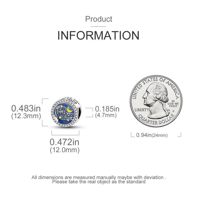 925 Silver Colorful Round CZ Zircon Charm Beads for Bracelet Pendant Jewelry Gift