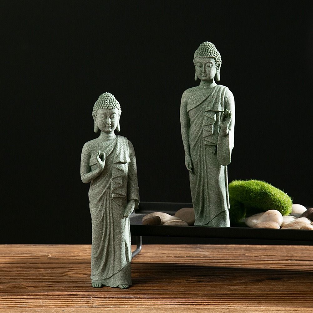 Green Sandstone Sandstone Buddha Sitting Posture Buddhist Ornament Tea Pet Indoor