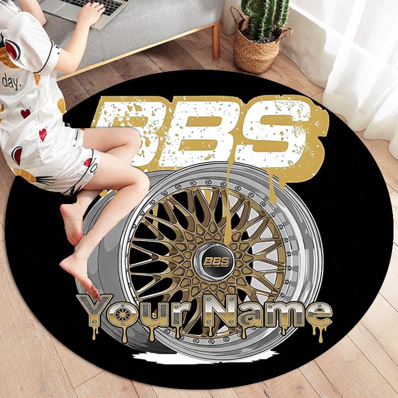 Bbs Gear Logo Custom Name Round Area Rug Carpet Rug For Living Room Bedroom Sofa Playroom Decor Nonslip Floor Mat