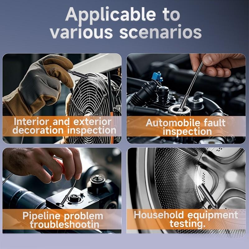 Промышленная эндоскопическая камера с 4,3-дюймовым IPS-экраном, 8 мм, HD1080P, 8 светодиодов, гибкий зонд, для ремонта автомобилей, однообъективный инспекционный бороскоп