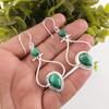 Натуральный малахитовый драгоценный камень 925 стерлинговое серебро ручной работы серьги для вечеринки 2,07" EE-170-22