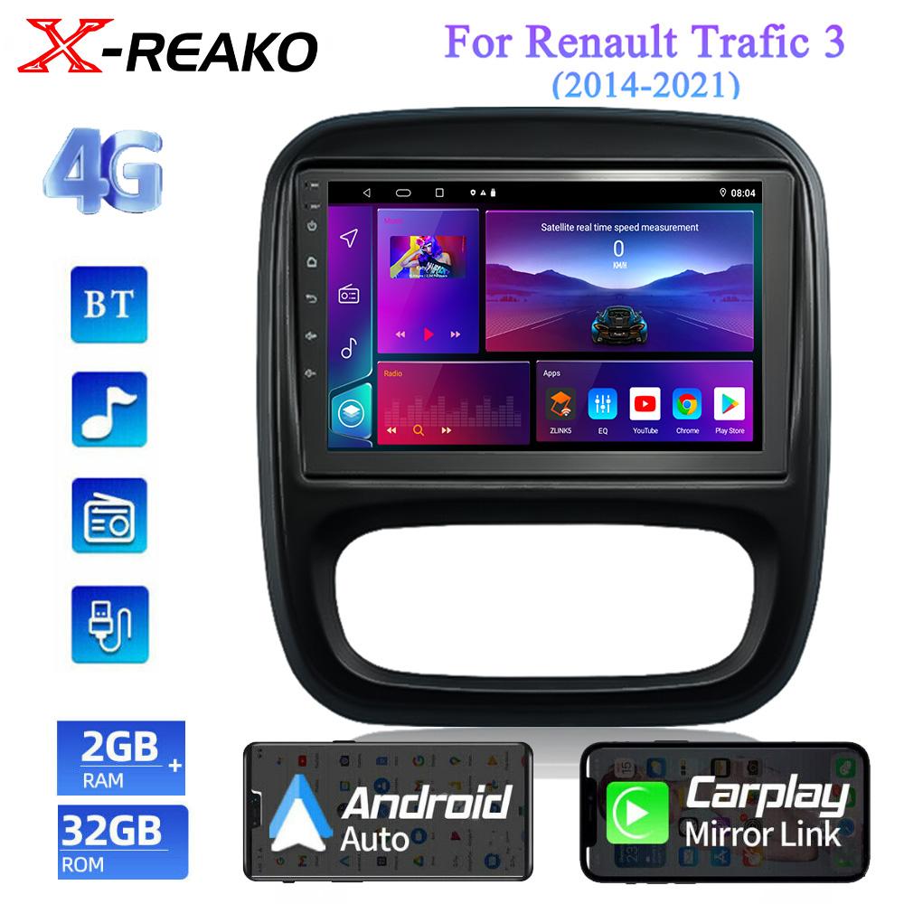 9 "4G 2 ГБ+32 ГБ для Renault Traffic 3 2014 - 2021Автомобильная ОС Android Радио Стерео Мультимедиа Видео GPS Навигатор Плеер QLED экран BT 5.0