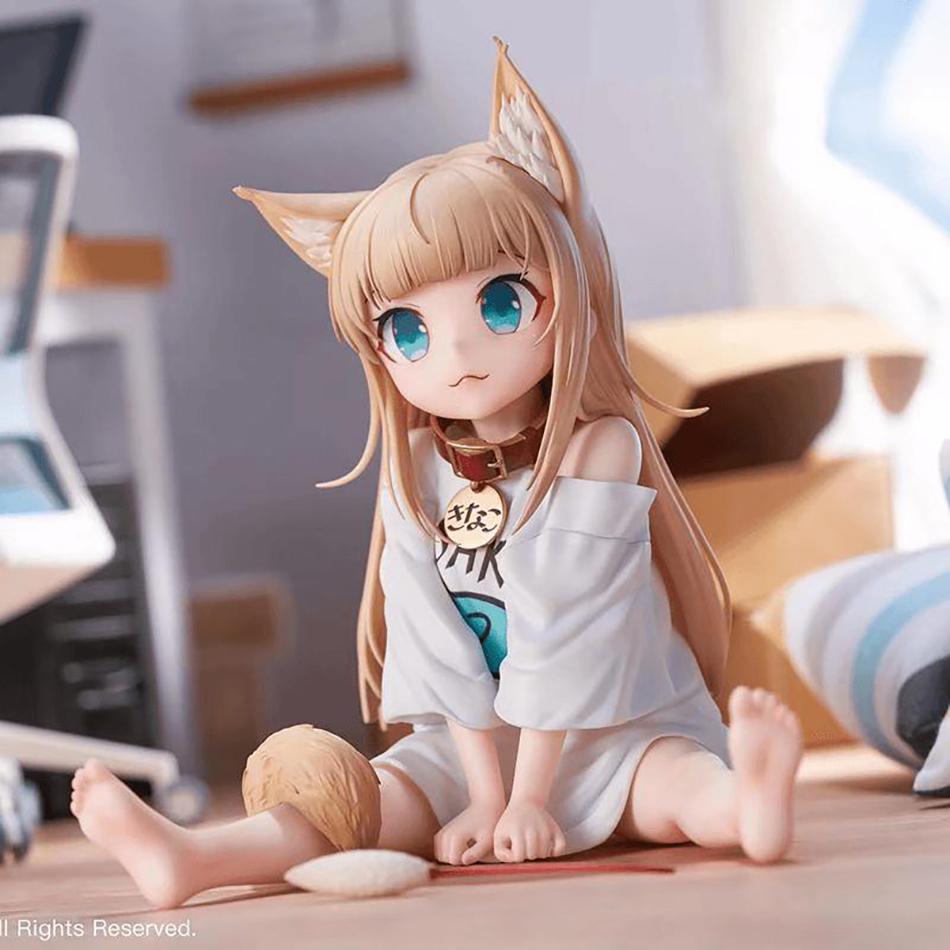 Anime Figure My Cat Is A Cute Girl Soy Flour Standing White Shirt Facial Replaceable Sitting Figure Anime Girl Cute Model Toys