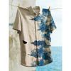 Men's Shirt with Dragon and Wave Print, Hawaiian Style, Short-sleeved Collar, Comfortable, Casual, Fashionable, Loose Fit.