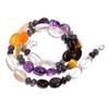 Natural Amethyst Carnelian Iolite Gemstone Smooth Beads Necklace 17" UB-4876 UB-4876