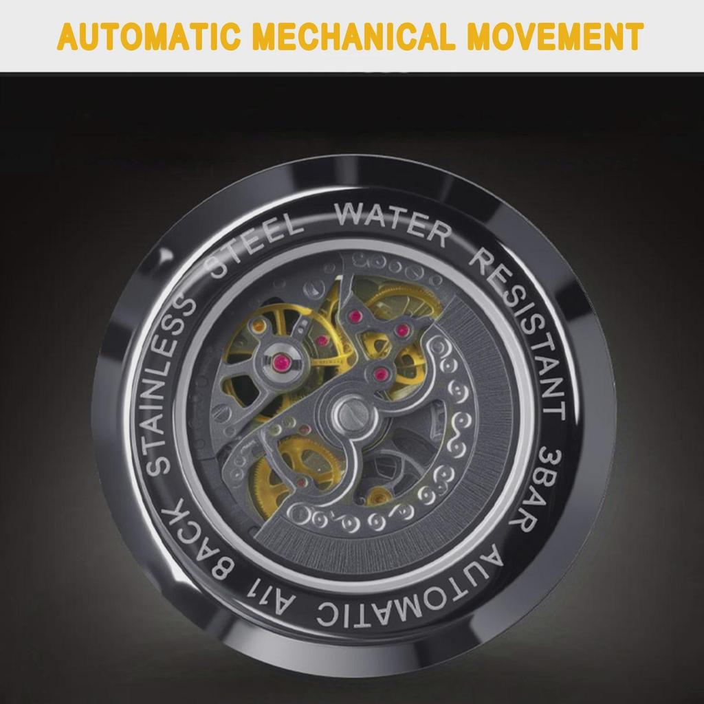 Мужские полностью автоматические механические часы с полым циферблатом, мужские светящиеся водонепроницаемые роскошные модные часы-скелетоны из нержавеющей стали