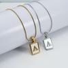 Gold/Silver 26-letter Shell Square Pendant Stainless Steel Snake Bone Chain Necklace Women's Jewelry