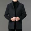 Мужское двухстороннее кашемировое пальто с воротником-стойкой, шерстяное пальто средней длины на пуховой подкладке, воротник из меха норки средней выдержки