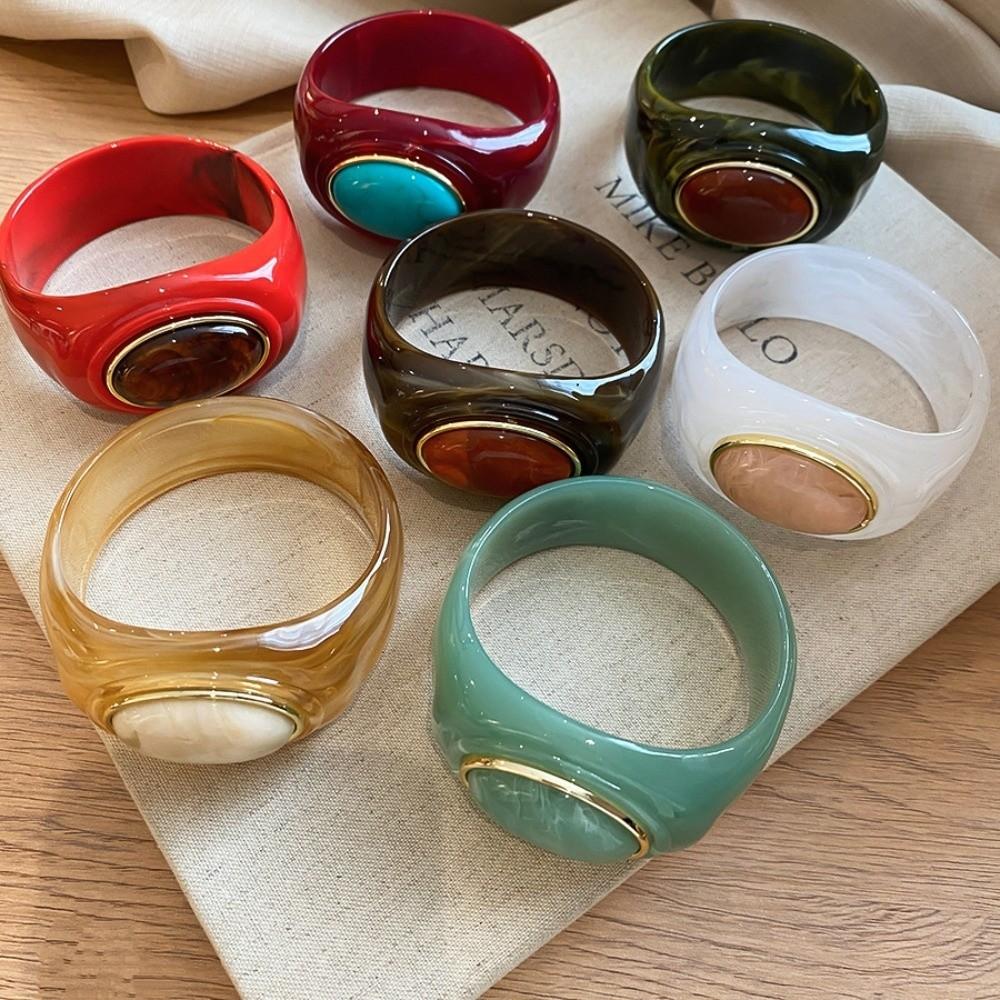 Europe American Style Acrylic Bangle Smudging Retro Hand Ring Cute Irregular Wide Bracelet Girls