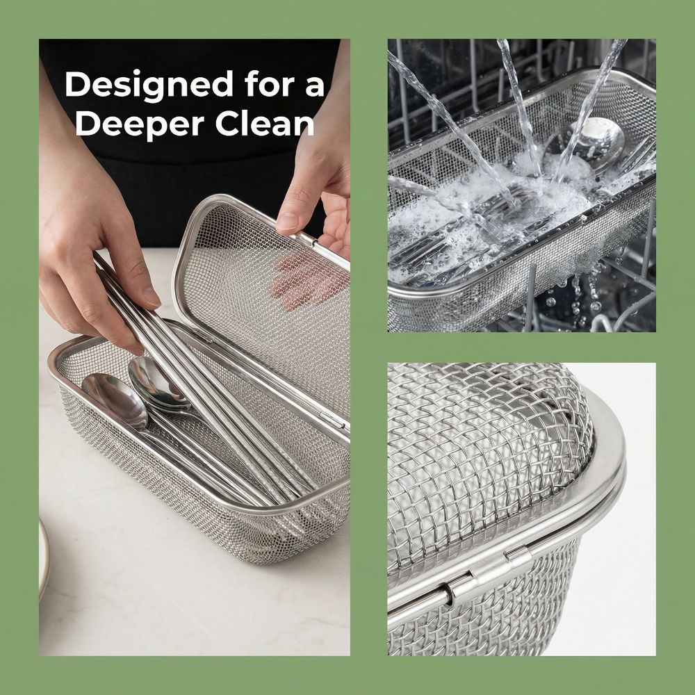 Rectangular Chopstick Basket Fine Mesh Cutlery Holder Dishwasher Basket Family Kitchen