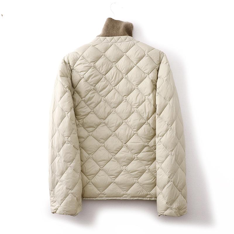 Autumn and Winter Loose and Fashionable Diamond Shaped Stand Up Collar Warm Women's Jackets