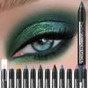 Smoky Dark Green Eyeshadow Pencil Stick Waterproof Pearlescent 12 Colors Metallic Glitter Eye Shadow Highlighter Pen Makeup Tool