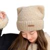 KAMIHO Вязаная шапка с ушками кошки в корейском стиле для женщин, (Мокко)
