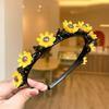 Braided Double Bangs Hairpin Hairband Colorful Flower Kids Teeth Headband  Headwear