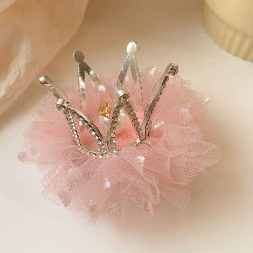 Lovely Sweet Zinc Zinc Alloy Rhinestone Gauze Tiara Crown Hair Clip Headwear Hair Accessory Girl Hairpin