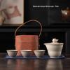 Chinese Style Ash Glazed Portable Travel Tea Set