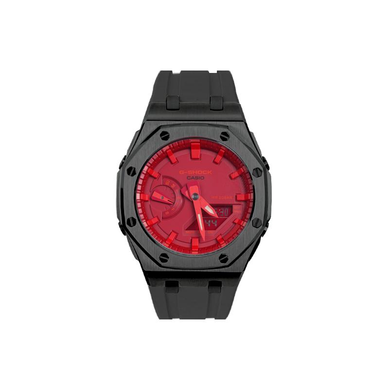 Casio Унисекс Жидкокристаллические, Аналоговые Двойной Дисплей Серия 44 мм Красные Часы GA-2100-4A(Часы1--)