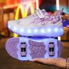 Kid Led Sneakers USB Charging Luminous Shoes Outdoor Sport Roller Skates Children Four Wheels Boys Girls Casual Shoes Glowing