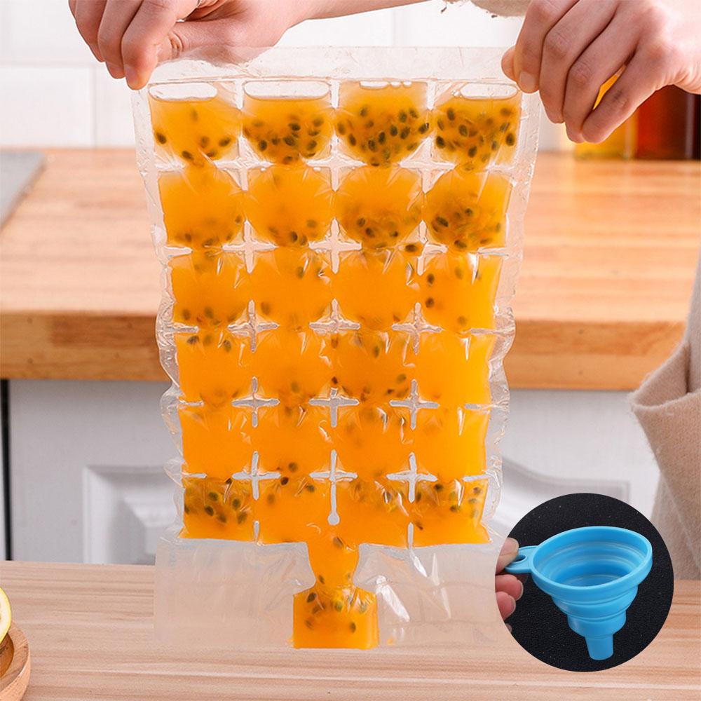 50pcs with Funnel Ice Making Bags Disposable Ice-making Mold Bag Ice Cube Bags Freezer
