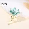 Magnolia Brooch Zinc Alloy Pin with Oil Dripping Process Decorative Pin T-Shirts Dresses Coats Badge Jewelry Accessory