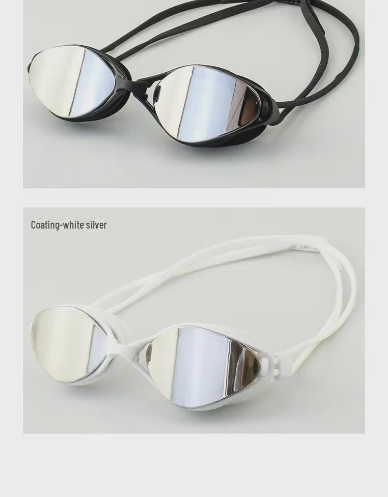 Унисекс противотуманные водонепроницаемые гальванизированные силиконовые очки для плавания - модные очки для тренировок HD