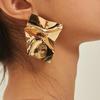 Exaggerated Gold Square Irregular Zinc Alloy Mirror Large Earrings Women's Punk Earrings Statement Ear Jewelry Gift  for Couple