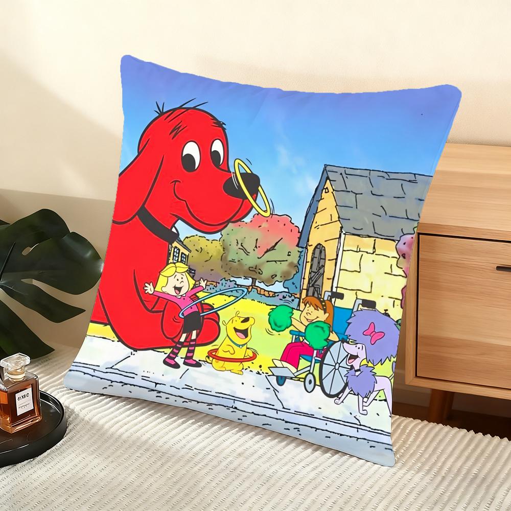C-Clifford The Big Red Dog Cushion Cover Soft Short Plush Pillow Cover Smooth Cozy Texture Aesthetic Cushion Case Home Decor