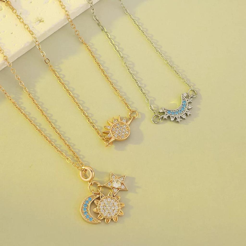 Браслет-подвеска с бриллиантами «Луна и Солнце» - Элегантная женская модная бижутерия
