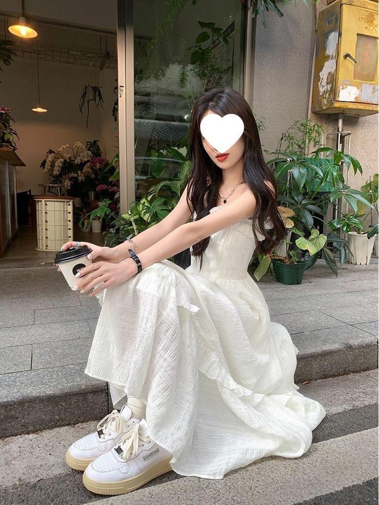 Женское летнее милое французское платье-слинг с эффектом похудения талии