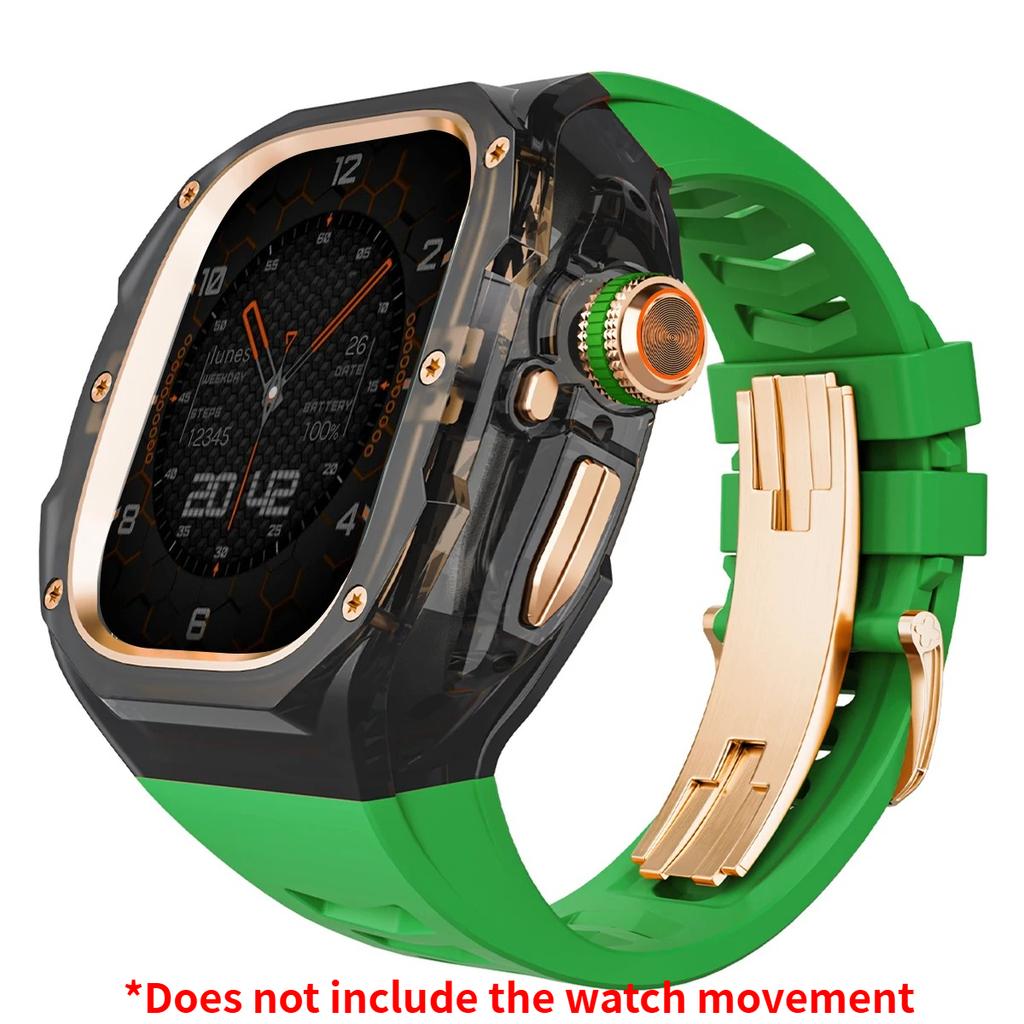Роскошный мод-комплект для Apple watch Ultra 3/2/1 49 мм Спортивный резиновый ремешок+чехол для Iwatch ultra 49 мм Прозрачный ледяной чехол Комплект для переделки