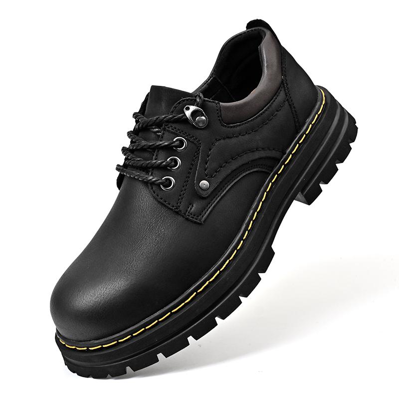 Outdoor British Style Round Toe Leather Shoe Men Oxfords Business Formal Men Leather Shoes Office Formal Men Work Shoes Sneakers