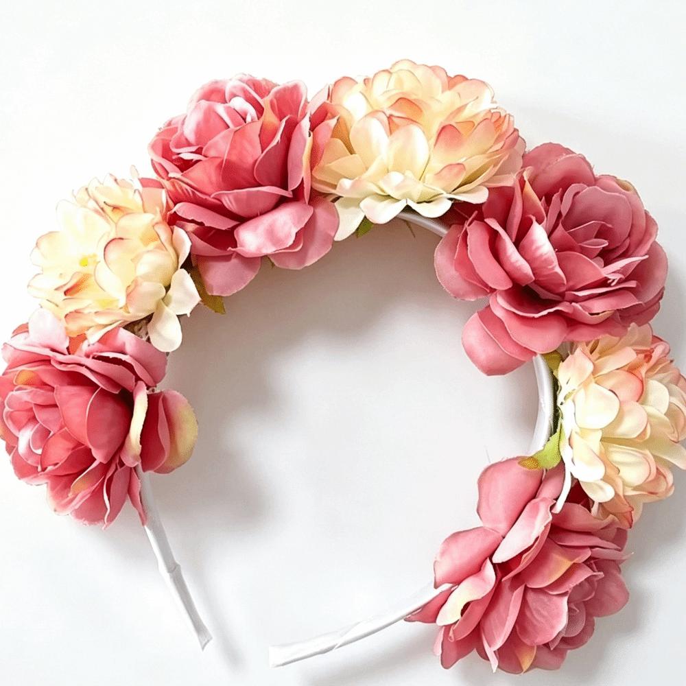 Vintage Artificial Flower Crown Romantic Bohemian Hair Accessories Colorful Floral Headband Women