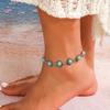 Metal Alloy Turquoise Anklet For Women, Simple And Versatile Retro Ethnic Style Ankle Chain Jewelry Gift