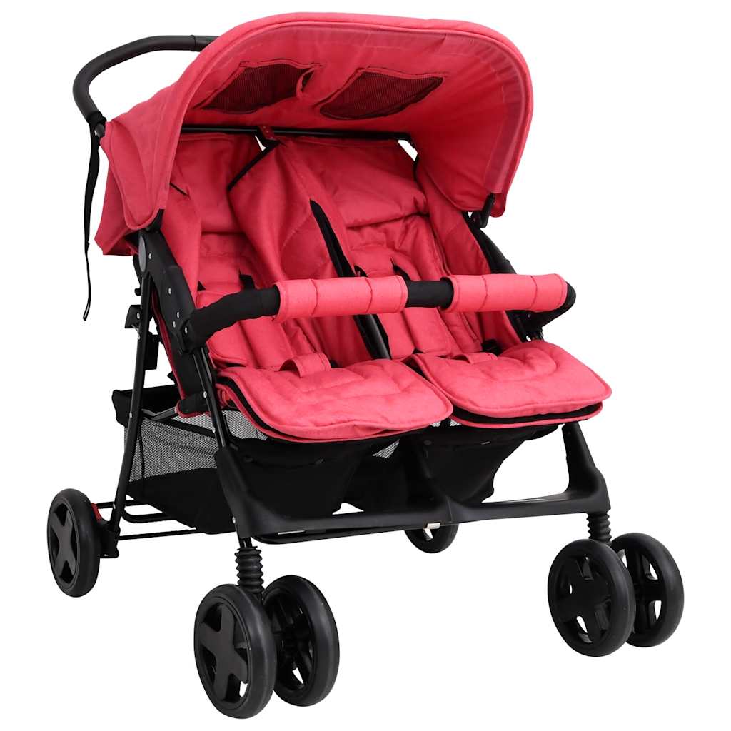 Twin Stroller Red Steel