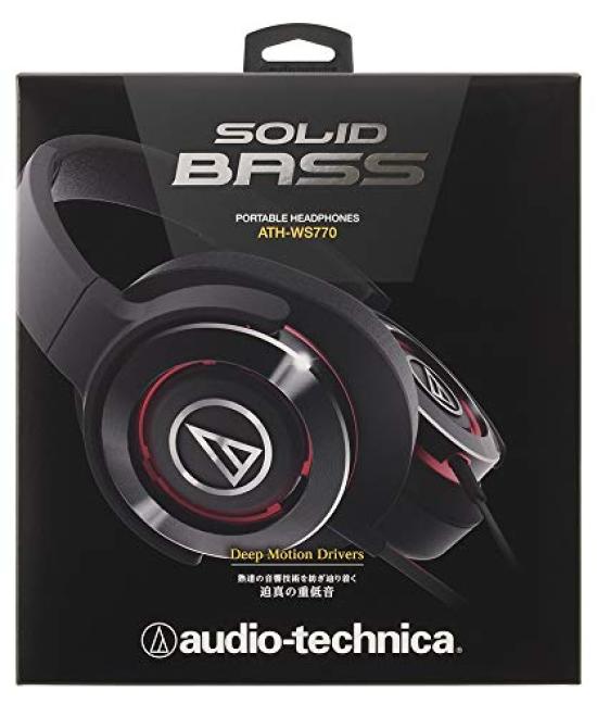 Audio-technica SOLID BASS Portable Headphones Heavy Bass Black Red ATH-WS770 BRD