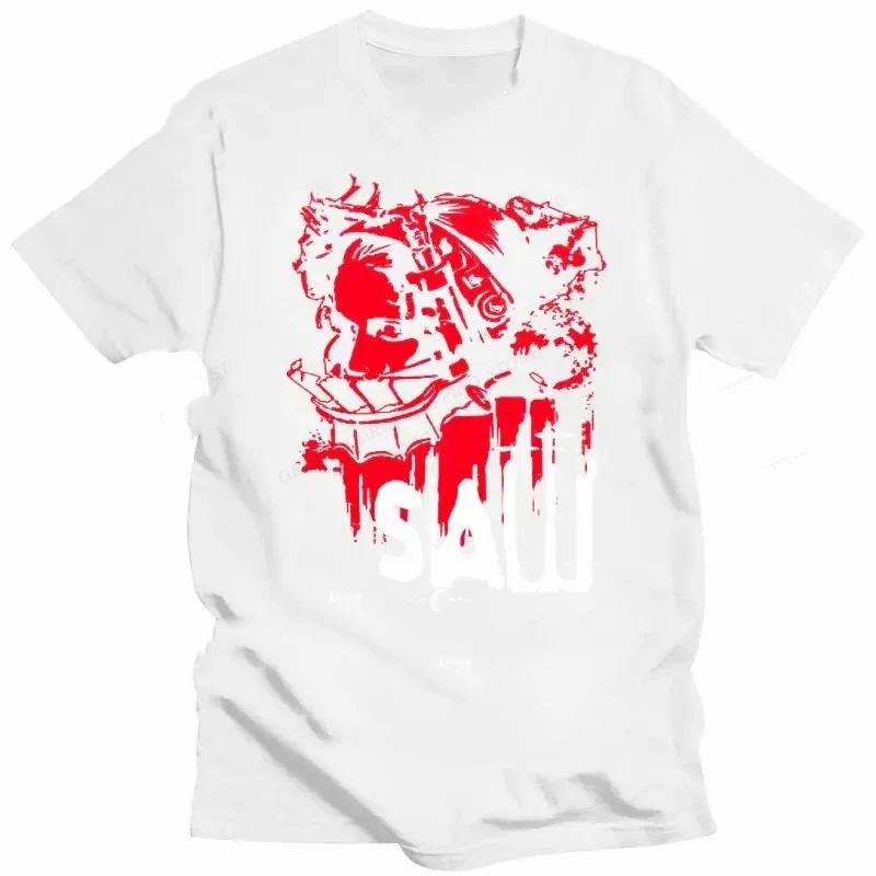 Футболка ужасов из фильма «Пила» с изображением головы пыток для мужчин и женщин, модная хлопковая футболка, винтажная одежда, футболки с круглым вырезом, топы в стиле Харадзюку 70286