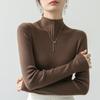 Autumn Long Sleeve Casual Base Knitted Women's Sweater Winter Thin Half High Collar Pullover Sweaters Women Solid Slim Female Knitwear Jumpers 25816