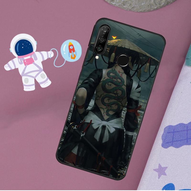 Чехол Samurai Warrior Geisha для Huawei Nova 5T 9 10 SE 7i 8i 11i 12i Y60 Y61 Y70 Y72 Y73 Y90 Y91 P20 P40 P30 Lite