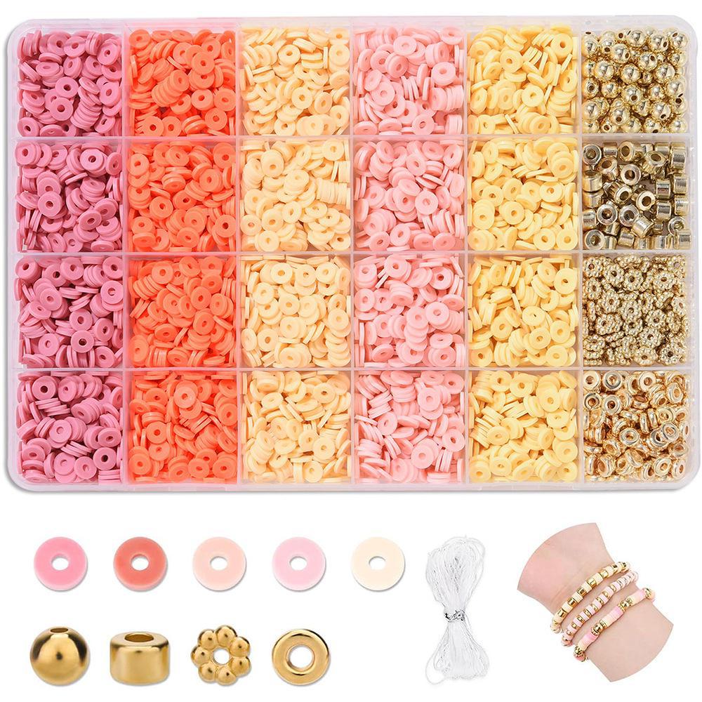 Набор для изготовления браслета из 24-сетчатой глины и рисовых бусин: Бусины 3 мм в 23 цветах для самодельных украшений