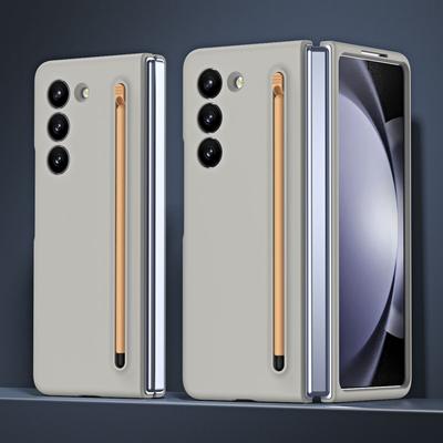 Для Samsung Galaxy Z Fold 5 4 3 матовый приятный для кожи цветной чехол с закаленной пленкой и сенсорной ручкой, складной противоударный жесткий чехол