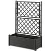 STEFANPLAST Flower box/Planter with Trellis - ITALIA FLOWER BOX - Wood Effect Finish - 100x43xH142 Cm - 80 L - Anthracite