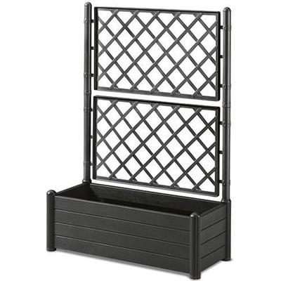 STEFANPLAST Кашпо/Клумба с решеткой - ITALIA FLOWER BOX - Отделка под дерево - 100x43xВ142 см - 80 л - Антрацит