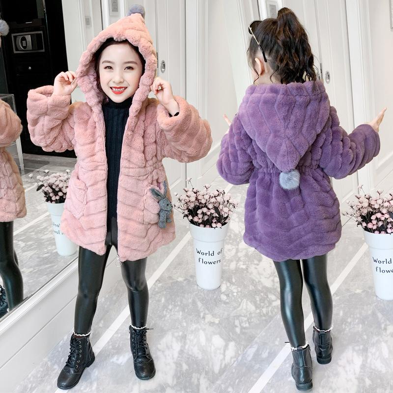 Пальто для девочек; осенне-зимнее детское утолщенное теплое модное пальто из искусственного меха для маленьких девочек
