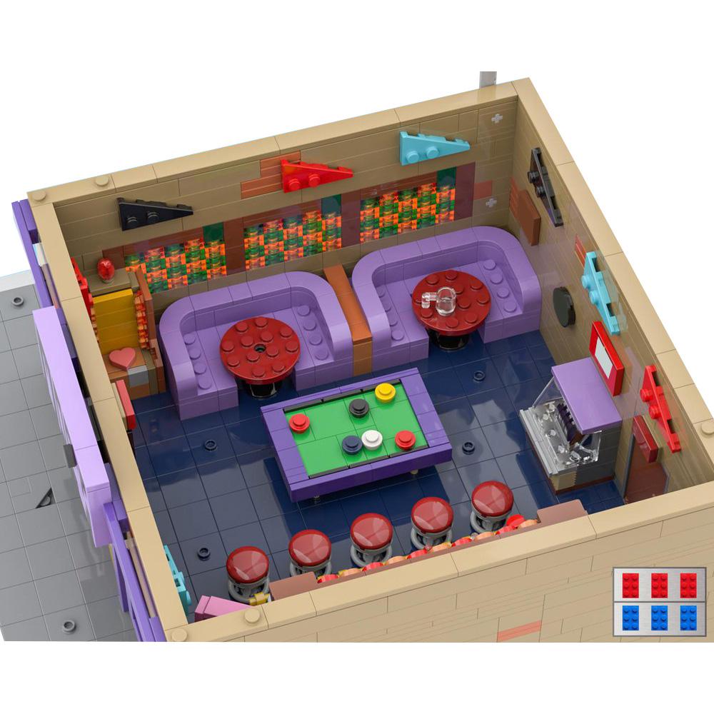 Gobricks MOC Модульный дом Симпсонов Таверна Мо Модульный дом Симпсонов Место проведения Таверна Мо Бар Строительные блоки Игрушки Подарок