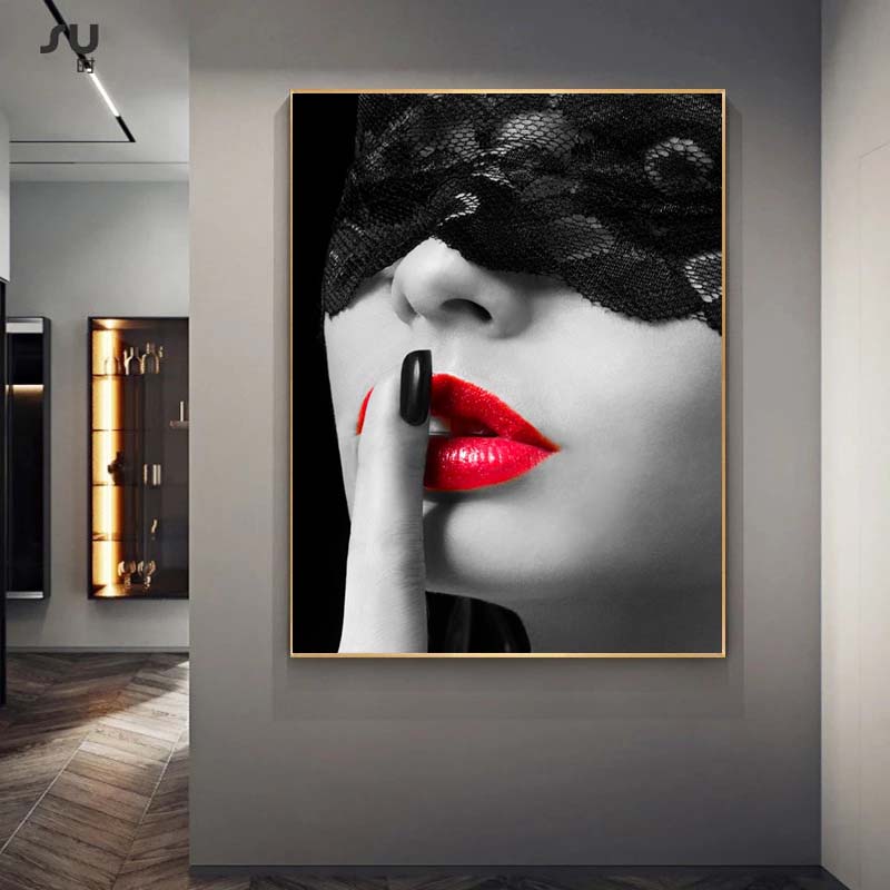 Современные сексуальные красные губы плакаты на скандинавскую тему и принты холст живопись настенные художественные картины для гостиной домашний декор Cuadros без рамки