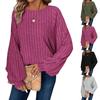 Women's Fashionable Casual Solid-color Long-sleeved Pullover Round-neck T-shirt Top